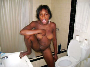 Weird ebony virgin caught nude in