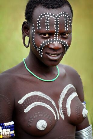Nude tribe women, dark-hued african