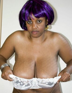 Obese black wifey with purple hair