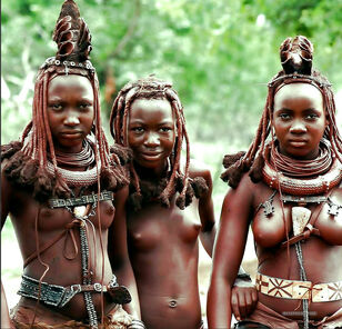 Bare chicks from african tribe,...